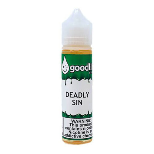 Deadly Sin MTL Good Life Vapor 60ml A sweet, bakery kind of tobaccoish type vape. A description will never do this one justice. Some flavors are made for each other and blend perfectly. The throat hit is there, the flavor is outstanding, the blend is a 50%VG 50%PG. Will leave your surroundings smelling like fresh baked cookies and cakes! I have been told that this is very similar to a Crispy treat as well as Cinnamon Buns. Some sins are deadly, some are sweet, and some are both! Deadly Sin is a sweet, bakery tobacco type vape that will leave you wanting more! Deadly Sin  Good Life Vapor | This flavor is one of the best-selling vape juices of all time thanks to its glorious taste that always hits the spot. Deadly Sin, which has sold well over 1.5 million bottles worldwide since 2012 . One of the BEST ( MTL ) Mouth To Lung Liquids Worldwide . Size 60ml Deadly Sin MTL : 50%VG 50%PG مخبوزات حلوة و طعم التبغ - التوباكو - يترك رائحة الكعك الطازج يشبه إلي حد كبير كعكة القرفة  هذا الإصدار مخصص لمحاكاة نفس السيجارة